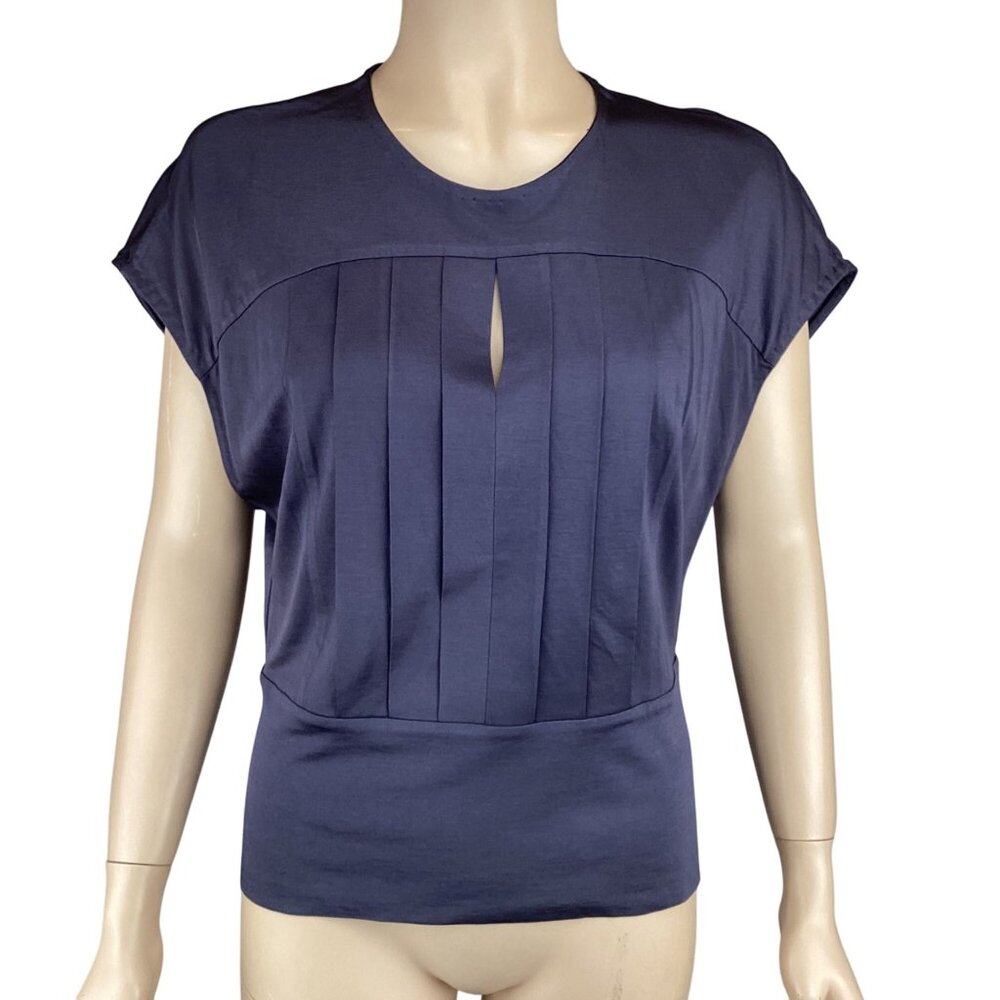 3.1 Phillip Lim Top Size Medium Keyhole Charcoal Gray‎ Pleated Detail - Picture 2 of 8